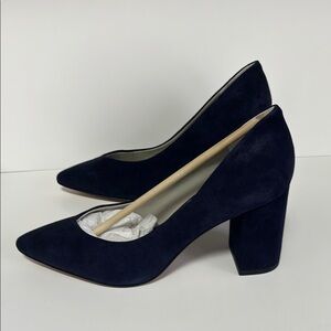 COPY - Navy Blue Suede Block Heel Pumps